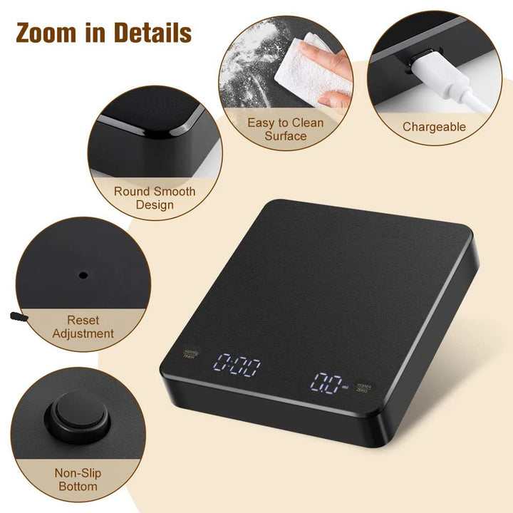 BLACK PRECISION DIGITAL COFFEE SCALE